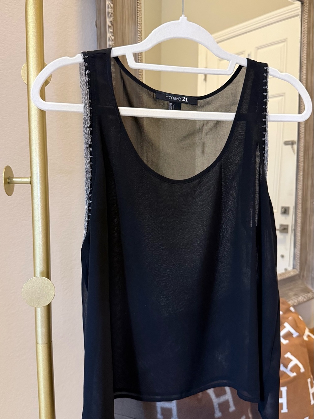 Forever 21 Black Sheer Layered Tank Top